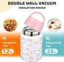 Soup Thermo for Hot Food Kids 16oz Insulated Food Jar Leakproof Thermo Lunch Container for Kids Wide-Mouth Stainless Steel Lunch Box for School with Handle Folding Spoon(3+) by TinyTreasures Baby Boutique