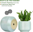 8 Inch + 6 Inch Ceramic Plant Pots Indoor with Drainage – Flower Pot Set, Decorative Indoor Planters for House Plants and Garden Use by CozyNest Decor