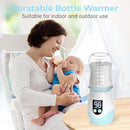 Portable Cordless Baby Bottle Warmer for Travel, Rechargeable with 8 Adapters & 1 Milk Powder Container, Safe Material, Fast Heating, Compatible with Major Brands,Blue by TinyTreasures Baby Boutique