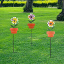 Metal Garden Stakes Decor,3 Pack Flowers Pot Decorative Garden Stakes, Waterproof Spring Outdoor Decor,Metal Flowers Garden Decor for Outside,Lawn,Yard,Pathway by CozyNest Decor