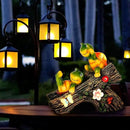 Garden Turtle Figurines Outdoor Decorations, Solar Statue Sweet Frog Face Turtles Decor with 4 LED Lights, Unique Garden Art Resin Statue Gifts for Patio Lawn Porch Yard by CozyNest Decor