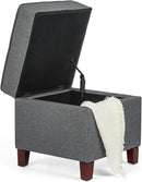 Adeco Chest and Footrest-Square Seat Storage Bench Ottoman, Gray by CozyNest Decor