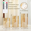 Homemory Amber Glass Flameless Candles, Battery Operated LED Pillar Candles with Remote Control and Timer, Radiance Candles, Real Wax, Set of 3,D3 xH4 5" 6" by CozyNest Decor