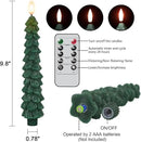GenSwin Christmas Tree Flameless Taper Candles with Remote Timer, Christmas LED Taper Candles with 3D Flame, 4 Pcs Green LED Candlesticks for Christmas Home Decoration(0.78” x 9.8”) by CozyNest Decor