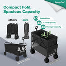SUNNYFEEL Double Decker Wagon, Collapsible Outdoor Utility Wagon Cart 500LB Capacity Adjustable Handlebar,Foldable Wheels Stable Durable Oxford Fabric for Shopping Garden Camping (Black, Double Deck) by GreenHaven Gardens