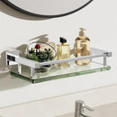 Alise Glass Shelves for Bathroom Wall, Tempered Glass Bathroom Shelf Wall Mounted, Modern Space Saving Floating Shelves 12 inch, Polished Chrome by CozyNest Decor