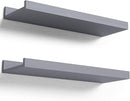 Floating Shelves for Wall, Wall Shelves Set of 2, Bedroom Shelves with Lip, Display Picture Ledge Shelf for Wall Decor Bedroom Living Room Bathroom Kitchen - Grey by TinyTreasures Baby Boutique