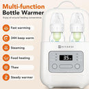 Bottle Warmer, HIYAKOI Fast Baby Bottle Warmer for Breastmilk with Smart Temperature Control, Keep 24H, Sterili-zing, Heat Baby Food, Thaw, Double Bottle Warmer for All Bottles by TinyTreasures Baby Boutique