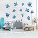 12pcs Sea Turtle Vinyl Stickers Underwater Ocean Decals Waterproof Wall Sticker Home and Bedroom Decoration, DIY Accessories, Blue by CozyNest Decor