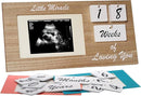 Brown Ultrasound Sonogram Picture Frame with Milestone Tracker – Elegant Wooden Keepsake for Expecting Parents – Nursery Décor Gift for New Moms – Countdown Tiles Included – 12" x 6" Design by TinyTreasures Baby Boutique