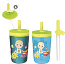 Zak Designs CoComelon Kelso Tumbler Set, Leak-Proof Screw-On Lid with Straw, Bundle for Kids Includes Plastic and Stainless Steel Cups with Bonus Sipper (3pc Set, Non-BPA), 15 fluid ounces by TinyTreasures Baby Boutique
