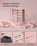 SONGMICS Jewelry Box 360° Rotating, Jewelry Storage Case with 5 Drawers, Jewelry Organizer, Glass Window, Spacious, Vertical Jewelry Storage, Open Design, Great Gift, Jelly Pink UJBC170R01 by TinyTreasures Baby Boutique