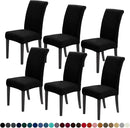 Joccun Chair Covers for Dining Room Set of 6, Dining Chair Slipcovers Stretch Dining Room Chair Covers Seat Protector,Washable Parsons Chair Cover for Home,Hotel,Banquet(Black,6 Pack) by CozyNest Decor