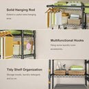 Ulif U13 Medium Over Washer and Dryer Storage Shelves, 6 Tiers Laundry Room Standing Shelf with 2 Hanger Rods, Space Saver Clothes Drying Rack, 57.8" W x 22" D x 77.4" H, Black by CozyNest Decor