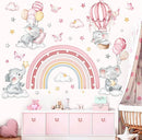 decalmile Pink Rainbow Elephant Wall Stickers Hot Air Balloon Animals Clouds Stars Wall Decals Baby Nursery Kids Bedroom Daycare Wall Decor by TinyTreasures Baby Boutique