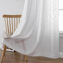 MIUCO Light Filtering Faux Linen Curtains - 63 Inch Length for Bedroom & Living Room, Pure White Floral Embroidered Solid Mix and Match, Semi Sheer Grommet Farmhouse Drapes, 2 Panels Set by CozyNest Decor