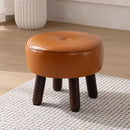 Small Foot Stool Ottoman, Round Pouf Foot Rest, Footstool Ottomans with Rubber Legs Under Desk, Faux Leather Footrest for Couch, Living Room, Bedroom, Hallway, Office, 13''L x 13''W x 10.2''H by CozyNest Decor