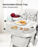 Foldable High Chair with Soft Cushion, High Chairs for Babies and Toddlers, Height Adjustable Feeding Chair, Adjustable Backrest and Footrest, Lockable Wheels, Star Gray by TinyTreasures Baby Boutique