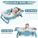 TPN Collapsible Baby Bathtub for Infants to Toddler with Real-time Temp Monitor+Floating Cushion,Foldable Baby Bath Tub Set Applicable 0-36 Month,Perfect Portable Travel Baby Tub for Newborns Boy by TinyTreasures Baby Boutique