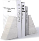 Marble Book Ends for Heavy Books, Decorative Bookends for Shelves, Durable and Heavy-Duty Bookends for Hardback Book & CDS, Off-White Unique Books Stopper & Holder, Set of 2 by CozyNest Decor