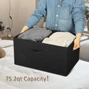 75 Quarts Extra Large Decorative Storage Bins with Lids, 1 Pack Black Collapsible Storage Bins with Lids, Stackable Storage Bins Decorative Box Storage With Lid Extra Large by CozyNest Decor