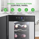 NutriChef Single-Zone Wine Cooler & Chiller – Digital Touch Control, Airtight Seal, 14-Bottle Capacity, Black by CozyNest Decor