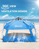 OutdoorMaster Beach Tent with Blackout Shelter Technology, Portable Beach Shade Sun Shelter Canopy for 4-6 Person with UPF 50+ UV Protection, Easy Setup Pop Up Tent Family Size by TinyTreasures Baby Boutique