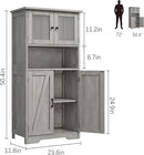 GarveeHome 54in Tall Bathroom Cabinet, Farmhouse Storage Cabinet with Glass Doors and Adjustable Shelves, Freestanding Kitchen Pantry Cabinets, Cupboard for Living Room, Dining Room, Gray by CozyNest Decor