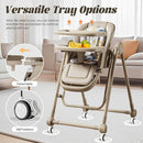 Multi Functional All in 1 Baby High Chair Swings for Infants Foldable Rocking 8 Level Height Adjustment Eco Friendly Washable PU Cushion Ultimate Baby Feeding Chair (Brown) by TinyTreasures Baby Boutique