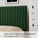 Twin Bed Frame, Velvet Upholstered Platform Bed with Vertical Channel Tufted Headboard and Footboard, No Box Spring Required, Easy Assembly, Green by CozyNest Decor