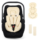 GFU Infant Car Seat Insert Head and Body Support, Reversible Newborn Insert for Carseat with Strap Pads, Soft Stroller Cushion Pillow Insert for Boys and Girls, Fits for Stroller, Swing, Beige by TinyTreasures Baby Boutique
