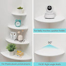 Corner Wall Shelves, White Floating Corner Shelf, Set of 2 16inch Solid Oak Wood Shelves, Round End Wall Mount Display Shelf with Wire Hole for Small Plant for Bedroom Kitchen, Living Room by CozyNest Decor