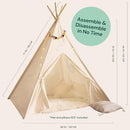 PlayVibe Kids Teepee Canopy - Baby & Toddler Play Shelter with LED Star Lights, Cozy Reading Nook, Party Canvas for Indoor Outdoor Fun - Tent for Kids - Play Tent by TinyTreasures Baby Boutique