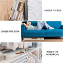 HOMELUX THEORY 2pc Low Profile Under Bed Storage Containers, Thin Under Couch Storage Organizer with Bins & Lids, Underbed Storage Box Ideal for Seasonal Clothes, Blankets, Fabric & Shoes (Ivory) by CozyNest Decor