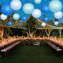Paper Lanterns Decorative, Blue Hanging Paper Round Chinese Lanterns with Lights for Wedding Graduation Birthday Party 12 LED Light Pack of 12 by CozyNest Decor