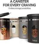 Veken Coffee Canister with Window,Airtight Stainless Steel Kitchen Food Storage Container, Date Tracker & Scoop for Grounds Coffee, Beans, Tea, Flour, Cereal,Sugar,22OZ,Grey by CozyNest Decor