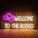 WLHOPE Welcome to The Rodeo Neon Sign Cowboy Hat Neon Sign Led Sign,Dimmable Cowgirl Neon Signs for Wall Decor,Connectivity Via USB Licked Neon Light for Bedroom Home Bar Club Party Western Decor