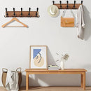 2pcs Coat Rack Wall Mount Wooden Hat Rack for Wall Hooks Pine Real Wood Plank 16.9" Brown Coat Hanger with 5 Triple Hooks for Hanging Coat Hat Jacket by CozyNest Decor