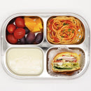 Korean Stainless Steel Divided Plates by KS&E, Little Kids Toddlers Babies Tray, BPA Free, Diet Food Control, Compact Serving Platter, Dinner Snack, 4 Compartment Plate Silver, Set of 2 by TinyTreasures Baby Boutique