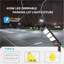 450W Dimmable LED Parking Lot Light Hard Wire 5000K Daylight 63000LM 140lm/w, Outdoor LED Shoebox Lights, UL/DLC Commercial Lighting Fixture