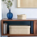 La Jolie Maison Vegan Leather Storage Boxes with Lids, Set of 3 Decorative Storage Containers Organize Stackable Storage Box, Beige by CozyNest Decor