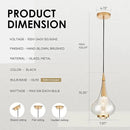 1-Light Teardrop Pendant Light, Brass Gold Ceiling Hanging Light Fxitures, LED Light Fixtures Ceiling Glass Pendant Lighting for Kitchen Island Dining Room Bar by CozyNest Decor