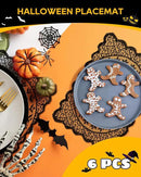 eZAKKA Halloween Table Runner with 4Pcs Placemat, Black Lace Spider Web Table Runners for Parties Gothic Spooky Home Decorations, 18 x 72 Inch by CozyNest Decor