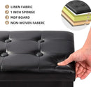 ALASDO Storage Ottoman Footrest Stool Small Ottoman with Storage Foldable Ottoman Leather Foot Rest Footstool Bench for Living Room 17x13x13inches Black by CozyNest Decor