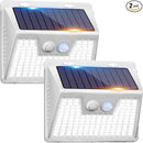 Peasur Solar Powered Lights Outdoor Motion Sensor, 2 Pack 140 LED Fence Light Waterproof, White Frame Security Wall Lighting for Outside Deck Yard Patio House Step by GreenHaven Gardens