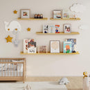 Fun Memories Picture Ledge Shelf, 48 Inch Floating Shelves Set of 2, Large Nursery Book Shelves for Toys Storage, Kids Bookshelf Wall Mounted for Wall Decor Books Photo Frames, Oak by TinyTreasures Baby Boutique
