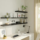 Large Floating Shelves for Wall Set of 3 Wooden Wall Shelves 36 in x 12.75 in x 2 in Room Decor Long Shelf with Invisible Wall Mount Bracket for Bedroom Kitchen Living Room Black by CozyNest Decor