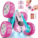 RC Cars, Pink Remote Control Car for Girls, 2.4 GHZ Double Sided RC Stunt Car 360° Rotating Remote Control Crawler with Headlights Car Toys for 6 7 8 9 10 11 12 Girls Birthday Gift by TinyTreasures Baby Boutique