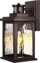 VIANIS Outdoor Motion Sensor Lights for House Oil-Rubbed Bronze, Exterior Waterproof Porch Lights Fixture Wall Mount for House, Aluminum Wall Lantern with Tempered Ripple Glass for Garage Entrance by GreenHaven Gardens