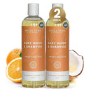 SoCal Suds & Company Baby Shampoo & Body Wash, 2-in-1 Organic Gel-Gentle Castile Soap with Vitamin-Infused Oils & Botanicals - Natural Care for Sensitive Skin Hypoallergenic - 12oz Sweet Orange 2-Pack by TinyTreasures Baby Boutique